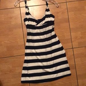 Never worn, navy and white stripes